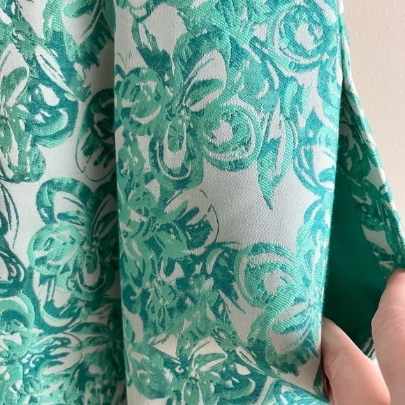 Yoana Baraschi Fit & Flare Jacquard Cocktail Dress in‎ Green Florals, Size 2 - Picture 11 of 13